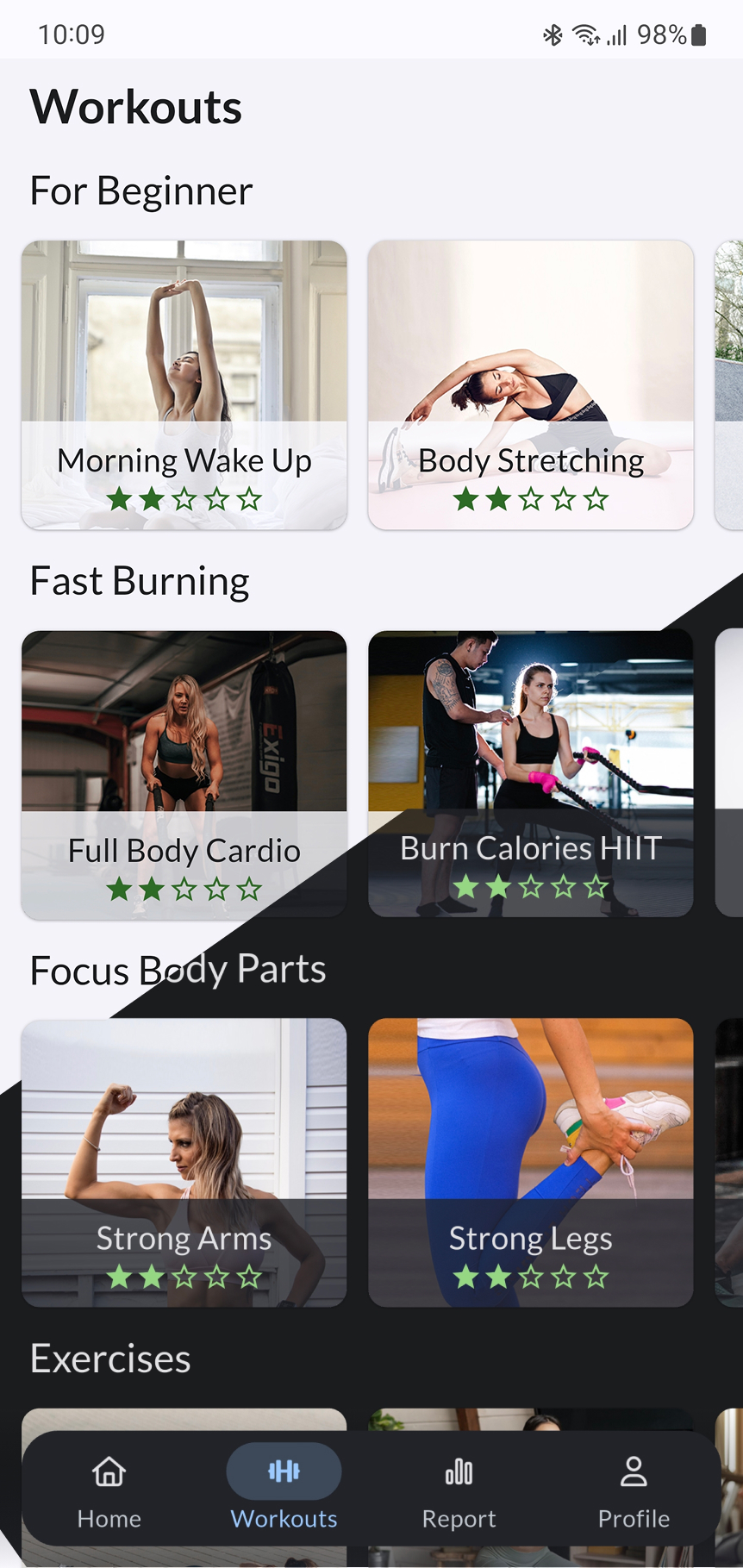 Workout at home app screenshot